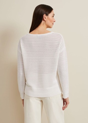 Phase Eight Annie Textured Knitwear White Australia | UW5689173